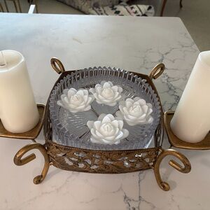 White Flowers Floating Candles set of 12